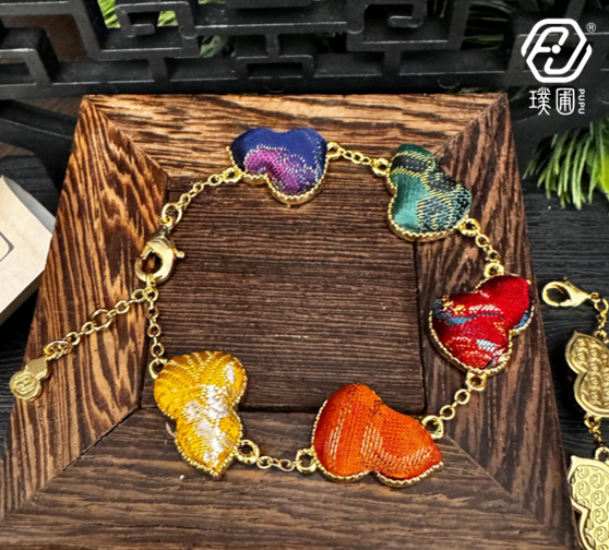 璞圃｜锦韵｜五蕴归真（五行）葫芦合金手链 - 非遗宋锦手链｜新中式美学｜中国风礼品｜PuPu｜Jin Yun｜Inner Harmony (Five Elements) Gourd Bracelet