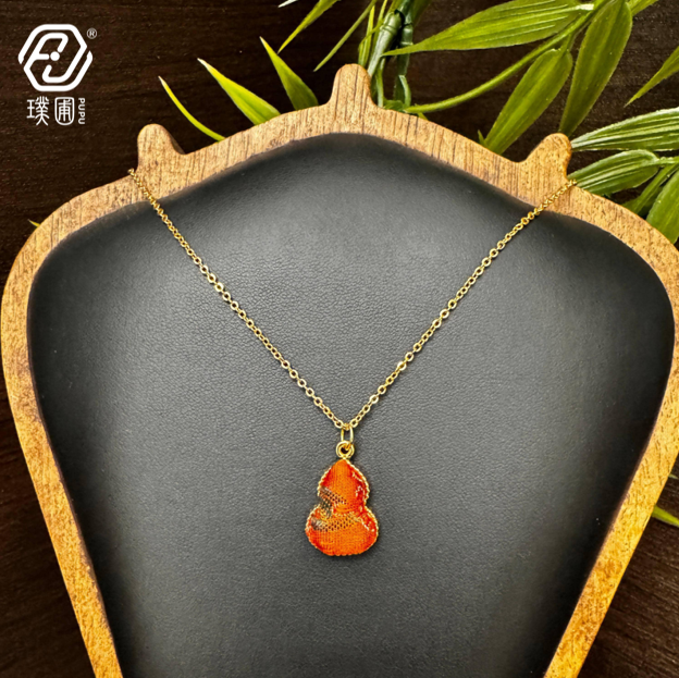 璞圃｜锦韵｜五蕴归真（土）葫芦合金项链耳坠套装 - 非遗宋锦项链｜新中式美学｜中国风礼品｜PuPu｜Jin Yun｜DInner Harmony (Wood) Gourd Necklace-Earring Set