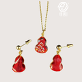 璞圃｜锦韵｜五蕴归真（火）葫芦合金项链耳坠套装 - 非遗宋锦项链｜新中式美学｜中国风礼品｜PuPu｜Jin Yun｜DInner Harmony (Wood) Gourd Necklace-Earring Set